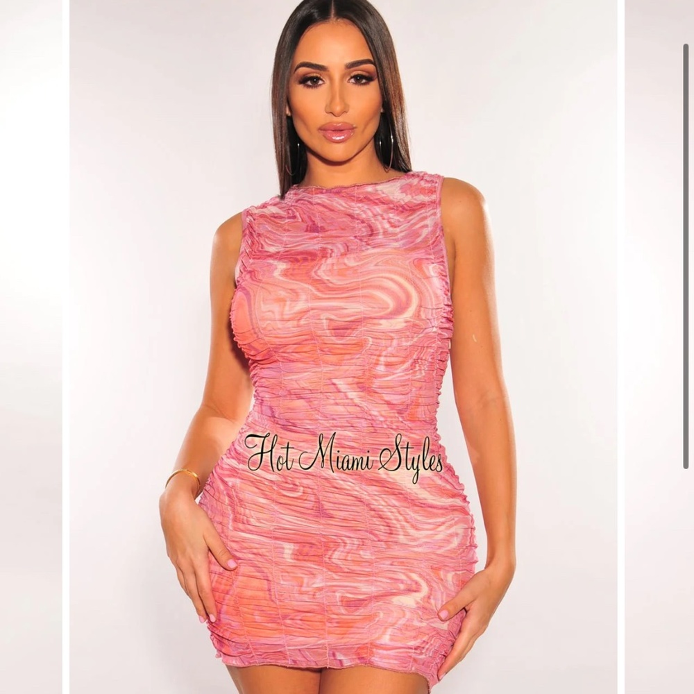 Rose swirl meshed sleeveless mini dress